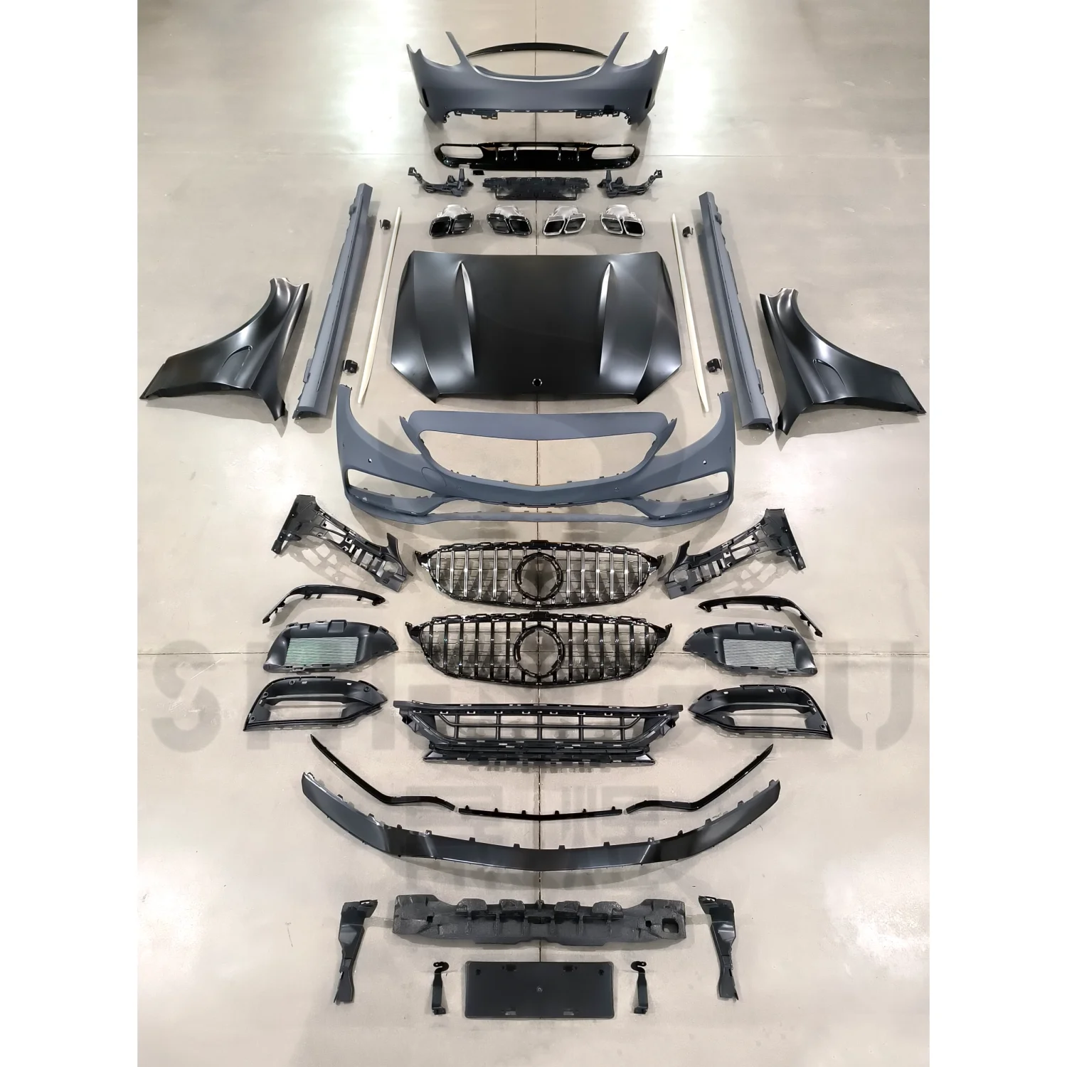 

Высококачественный комплект автомобильных бамперов для Benz W205, обновление в стиле с бамперами, решетка капота, крыло, задний диффузор