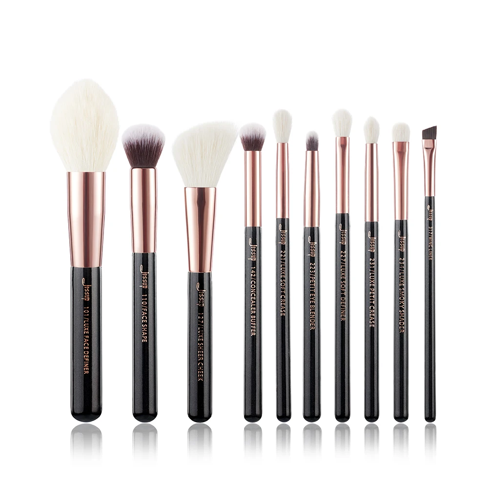 Jessup Makeup Brushes Set 10pcs Make up Brush Natural-Synthetic Beauty Tools kit Foundation Powder Definer Shader Liner Natural