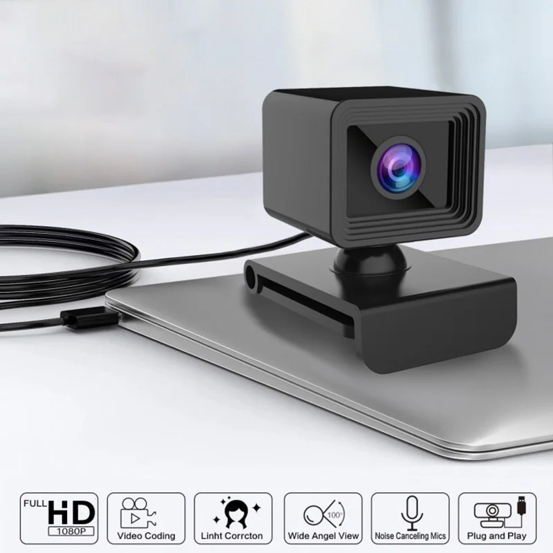 Webcam 1080p Full HD Camera, CMOS Sensor, USB 2.0, with Microphone for Computer Laptop Desktop, 2MP, 1920x1080 pixels Resolution