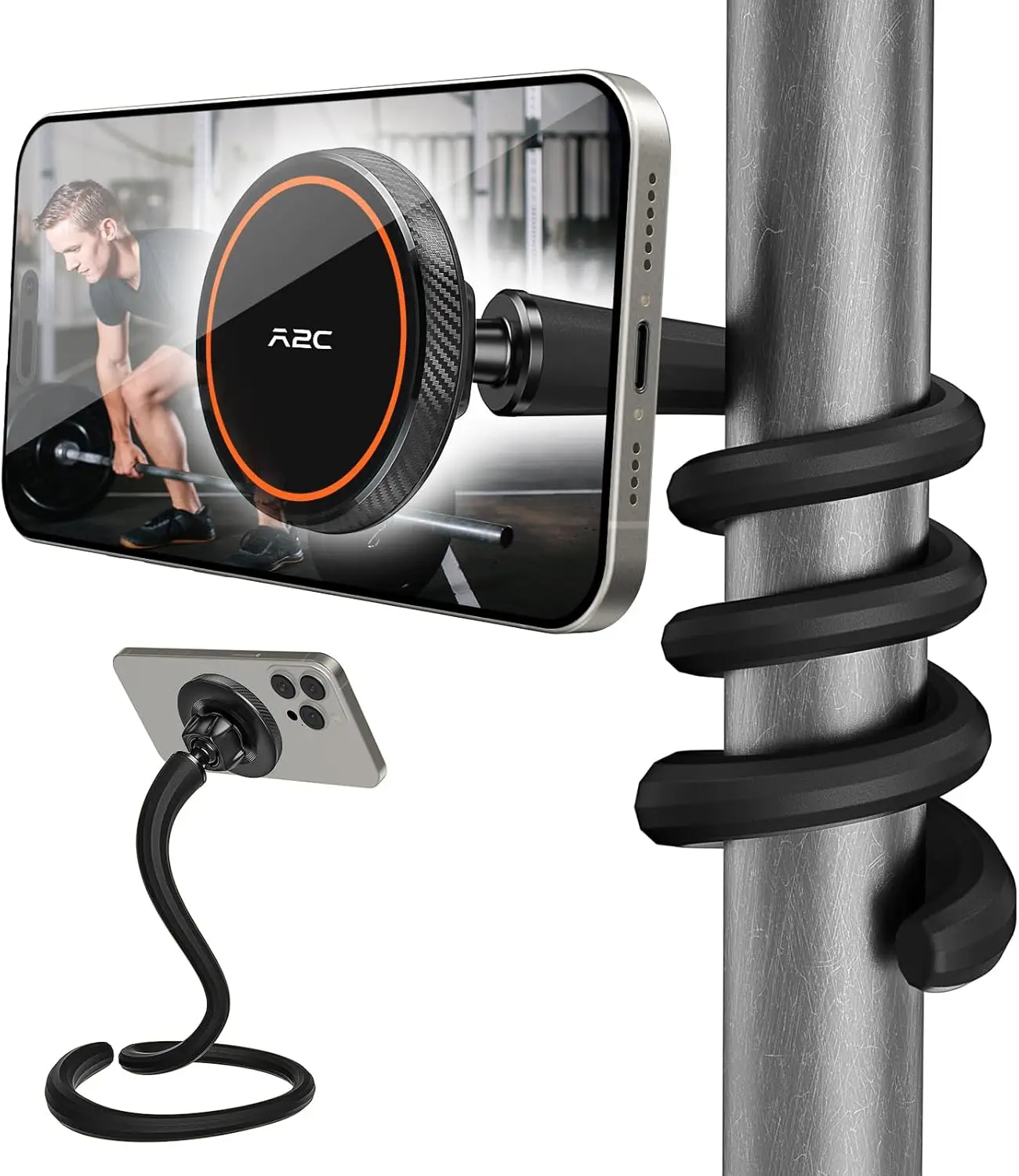 

Flexible Magnetic Phone Holder with Long Arm for Gym, Treadmill, Stroller and Desk Use