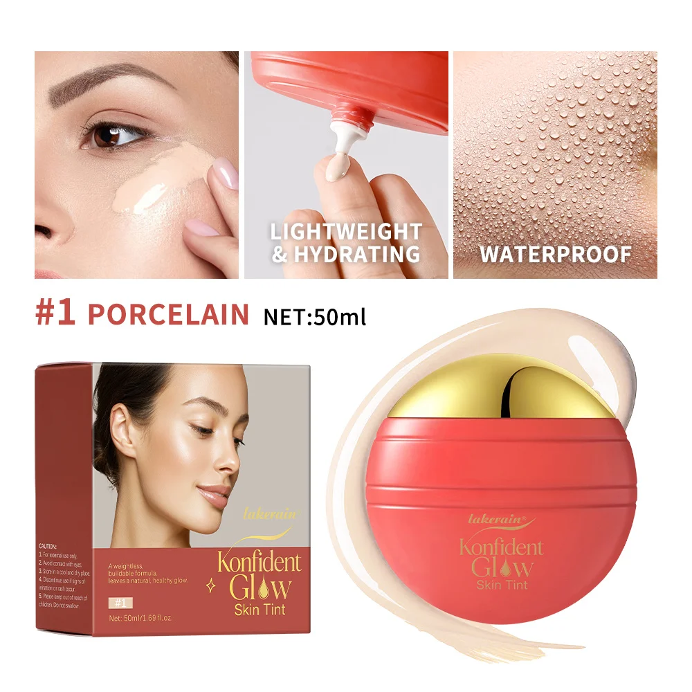 Konfident Glow Skin Tint Waterproof Hydrating Skin Foundation Coverage 30 ml Oil-Free Long - Lasting Glass-Skin Foundation Clean