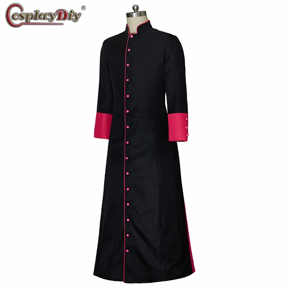 Herren Mittelalterliche Soutane Robe Liturgische Gewänder Cosplay Halloween Schwarze Gothic Robe Jacke