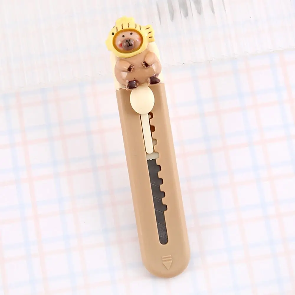 Cute Plastic Capibara Cutter Cartoon School Office Supplies Paper Cutting Tool Mini Retractable Letter Opener