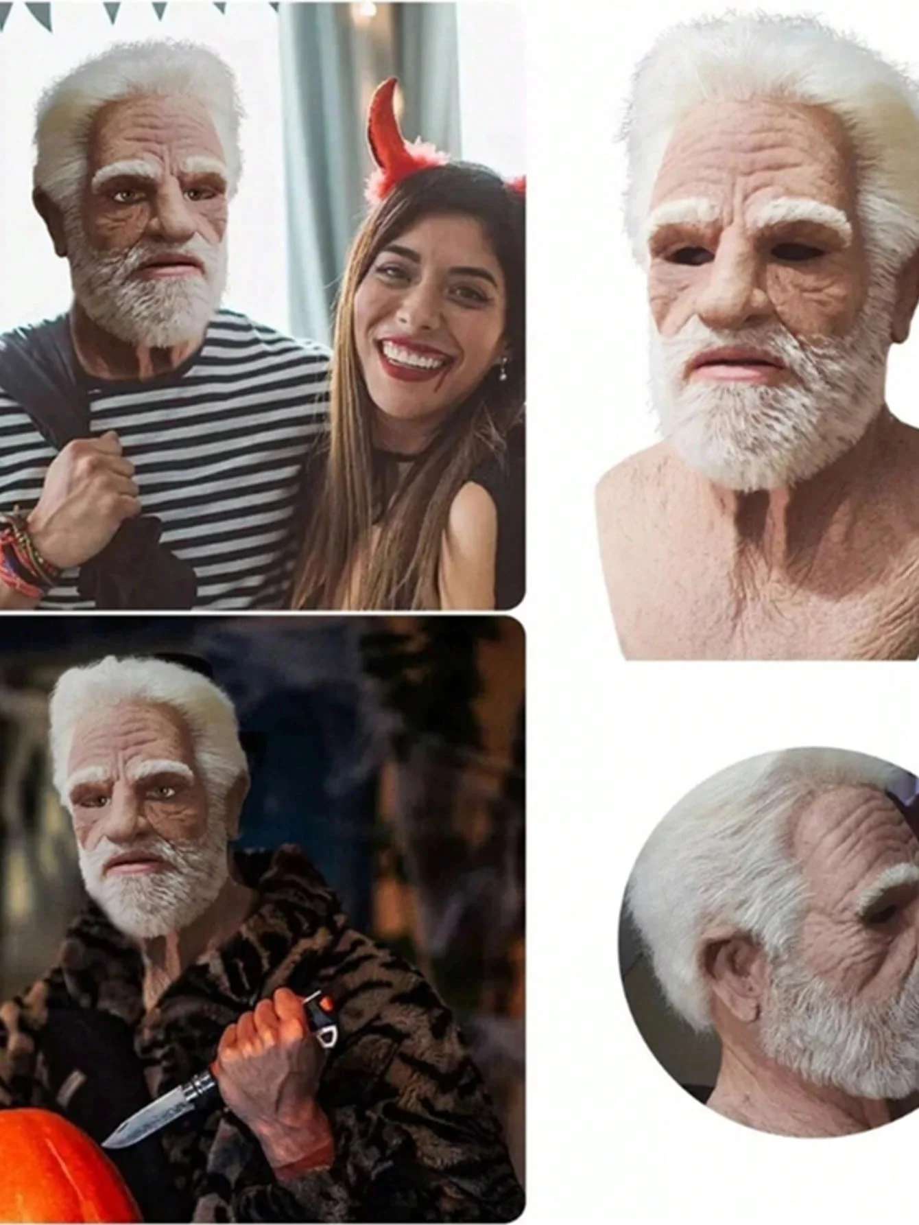 قناع الرجل العجوز للهالوين، محاكاة واقعية، قناع الوجه الكامل، لعب الأدوار، حفلة المدرسة، غطاء رأس اللعبة #3