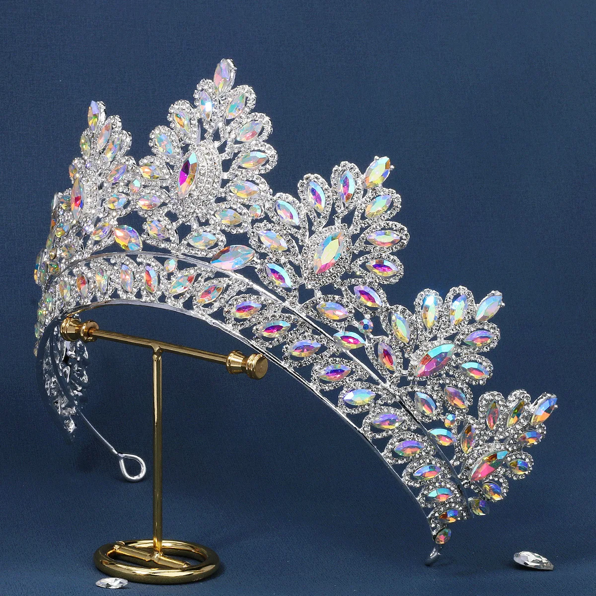 Corona de boda de cristal de lujo, Tiara de novia barroca con diamantes de imitación, diadema de Reina, banquete, cumpleaños, accesorios de boda