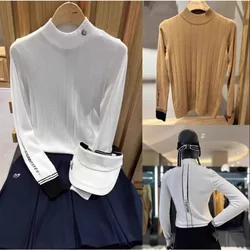 Autumn Fashion Golf Selected Knitted Shirt New Half High Collar Long Sleeve Knitted Slimming Show The Beauty of Simplicity