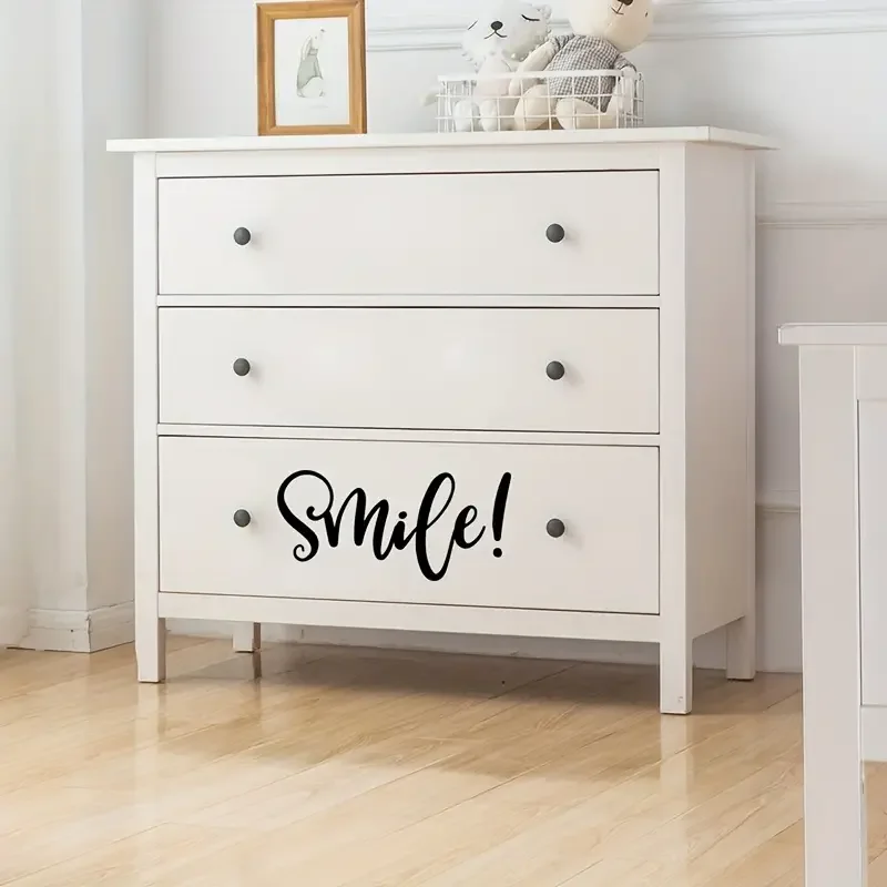 1pc, English Smile Inspirational Wall Sticker - Removable, Waterproof, and Decorative for Bedroom and Living Room