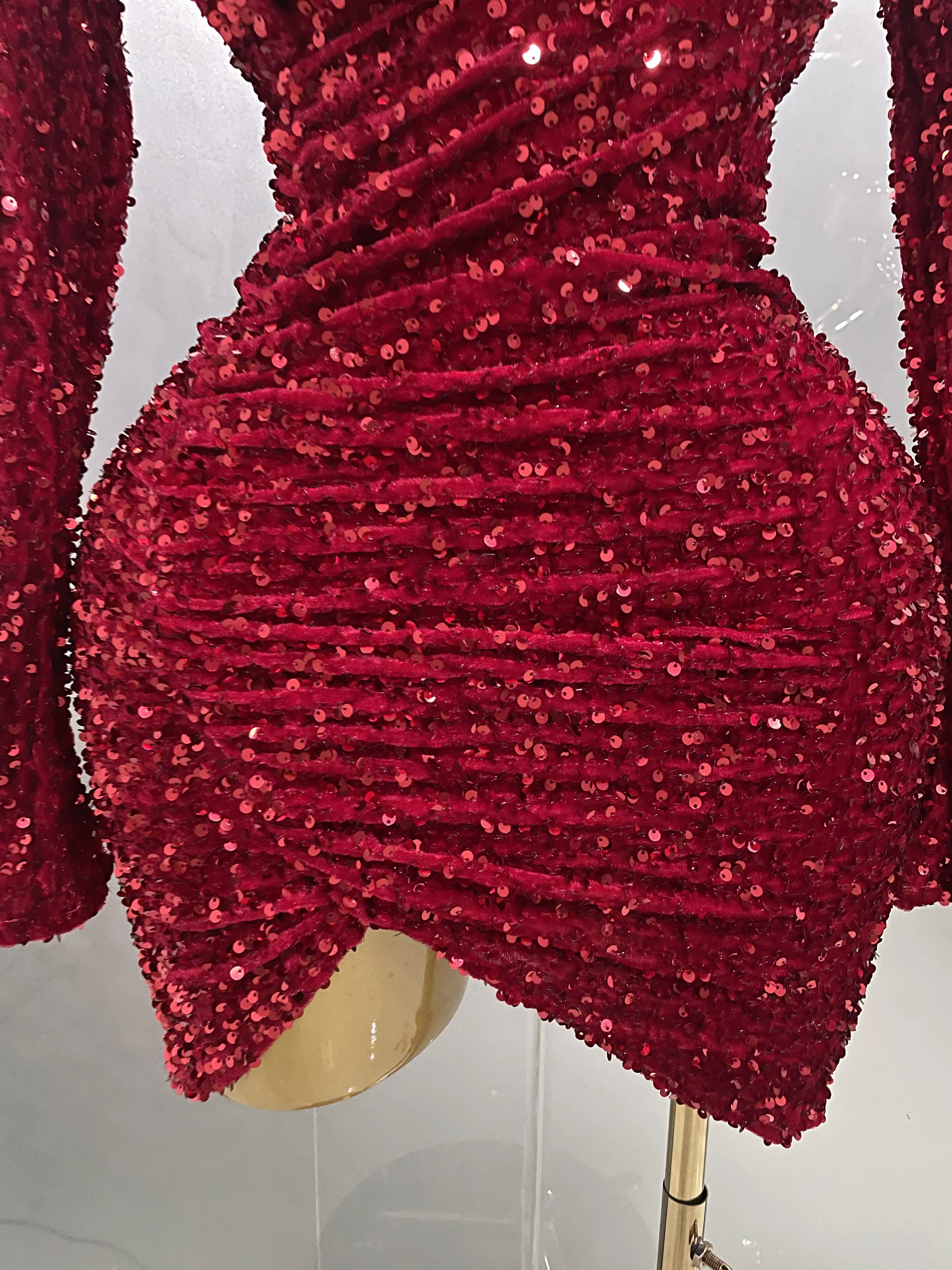 trad wife dress Pride And Prejudice Sequin Bow Mini Dress ‍ ️Mermaid Way, Red / M main image 0