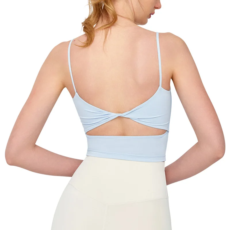 SHINBENE Ice Sunscreen Thin Strap Yoga Vest Women's Integrated Sports Vest Wear A Beautiful Back Fitness Vest