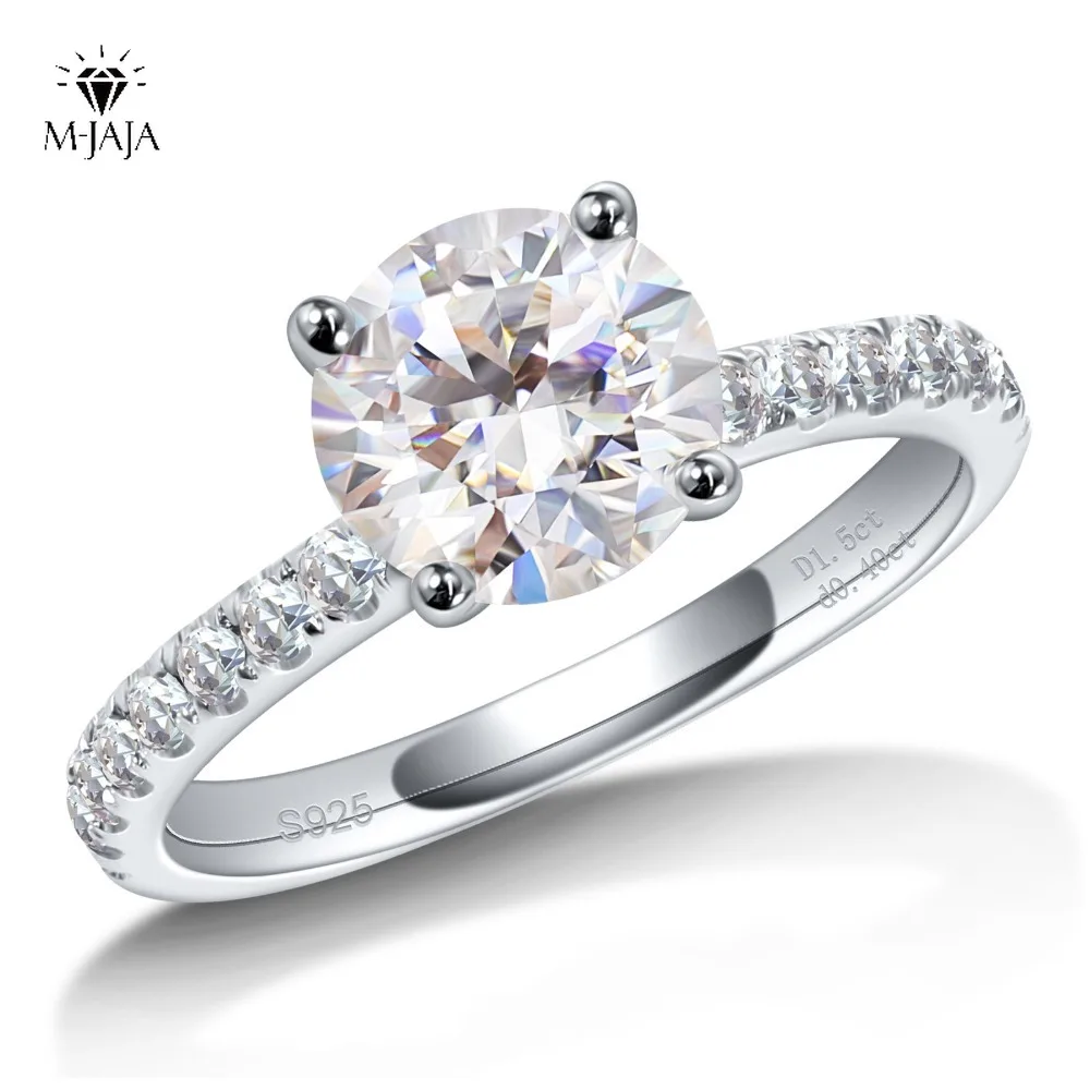 1.5ct Real Moissanite Engagement Ring for Women 925 Sterling Silver Round Cut D Color VVS1 Lab Diamond Wedding Band Fine Jewelry