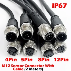 2Meters M12 sensor connector waterproof cable plug Male&Female 4 5 8 12Pin PVC Integrated injection molding M12 connectors
