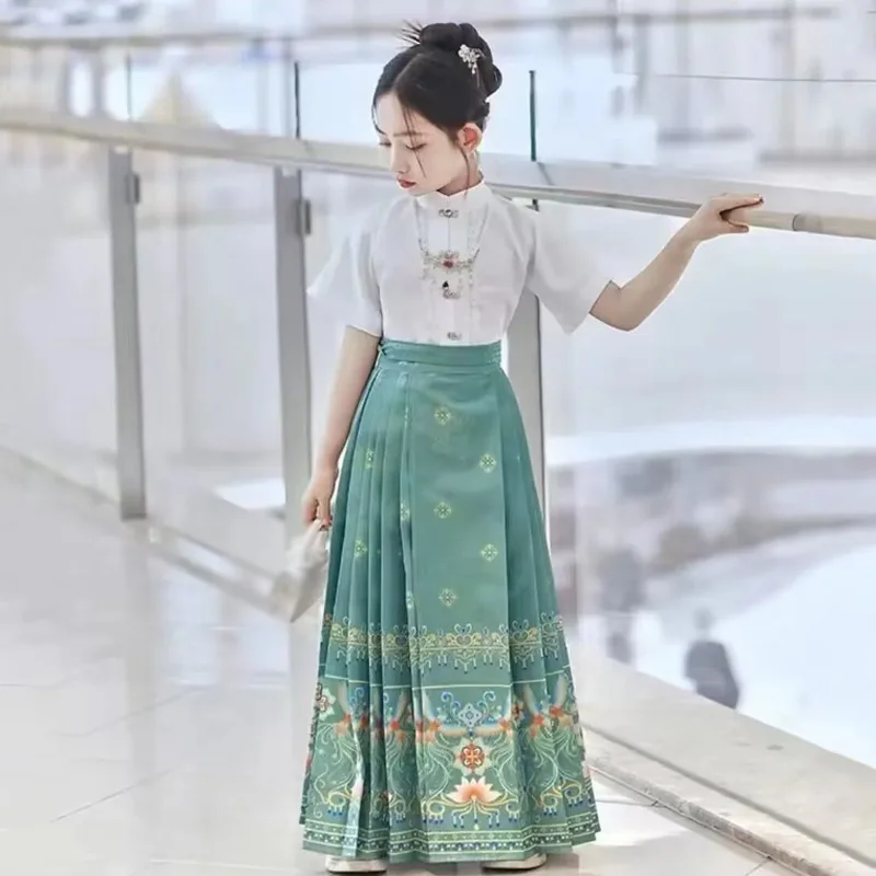 

Children's Chinese Hanfu Mamianqun suit girl imitation Chinese Ming Dynasty Hanfu dress suit