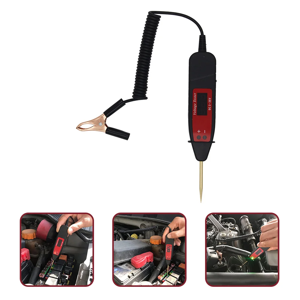 

Circuit Tester Vehicle Digital LCD Electric Probe Voltage Black Light with Extended Wire