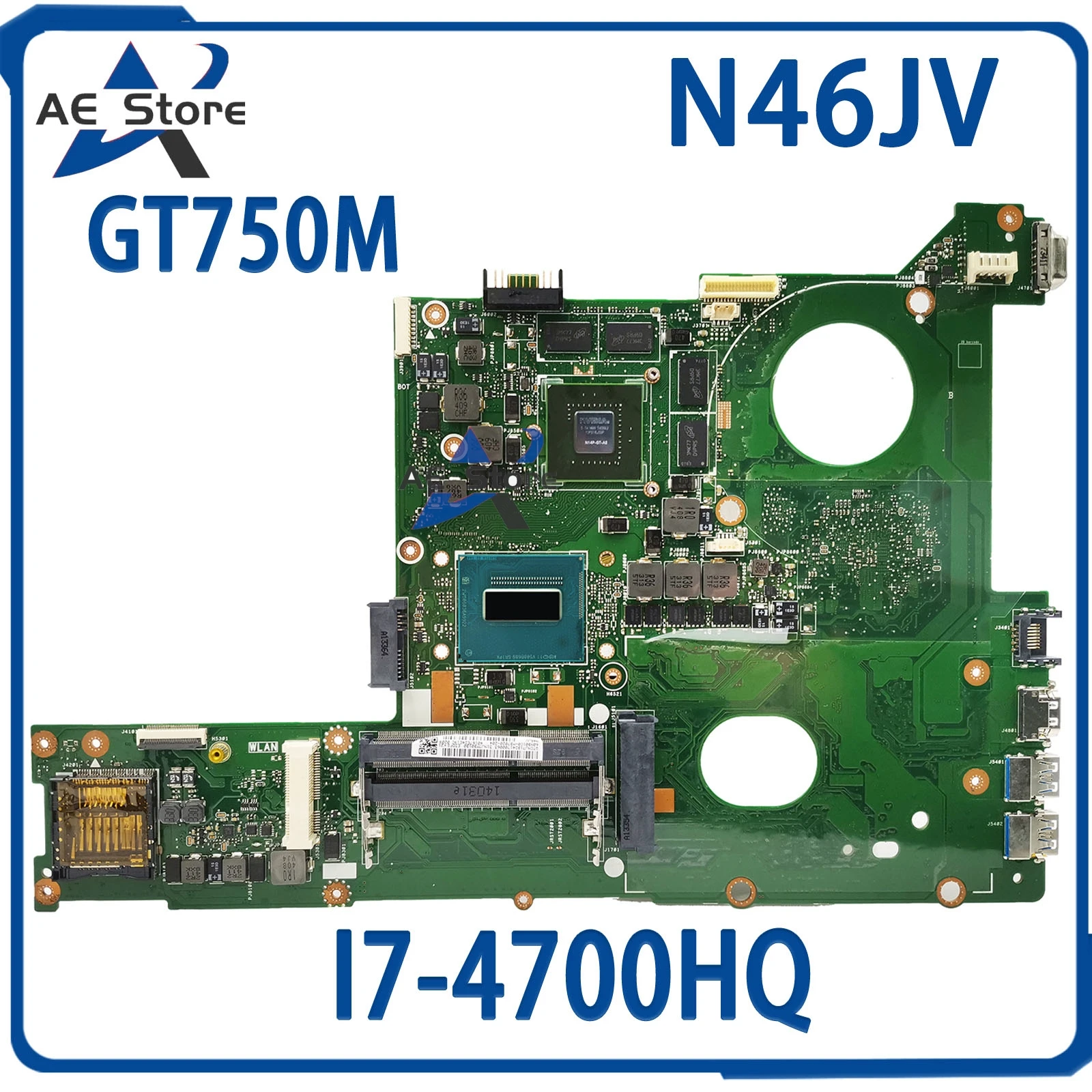 N46j notebook mainboard I7-4700HQ gt750m für asus n46jv g46j g46jv rev3.0 laptop motherboard test 2,0 ok