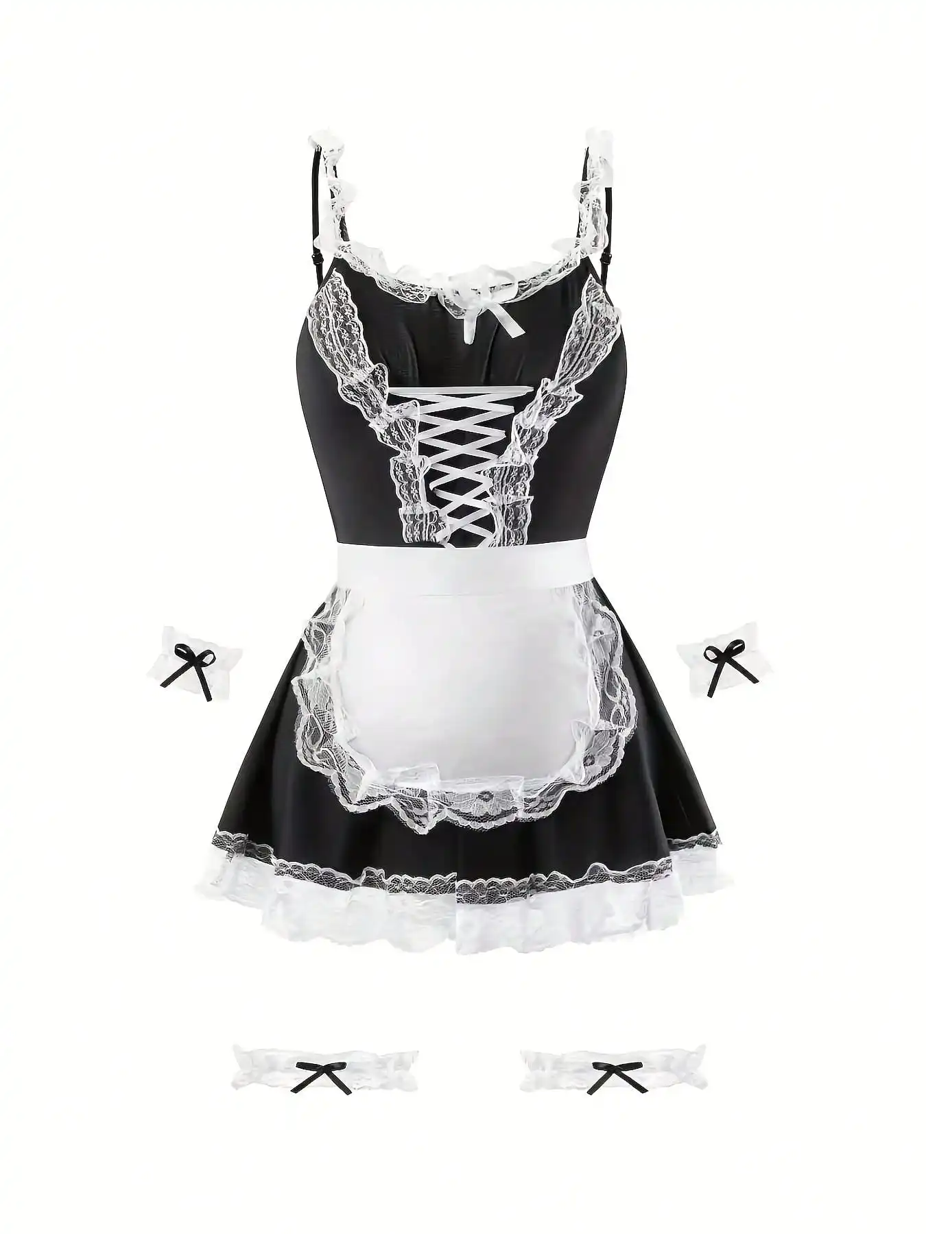 Women's  Maid Dress Cute Strap Mini Skirt Role-Play Uniform