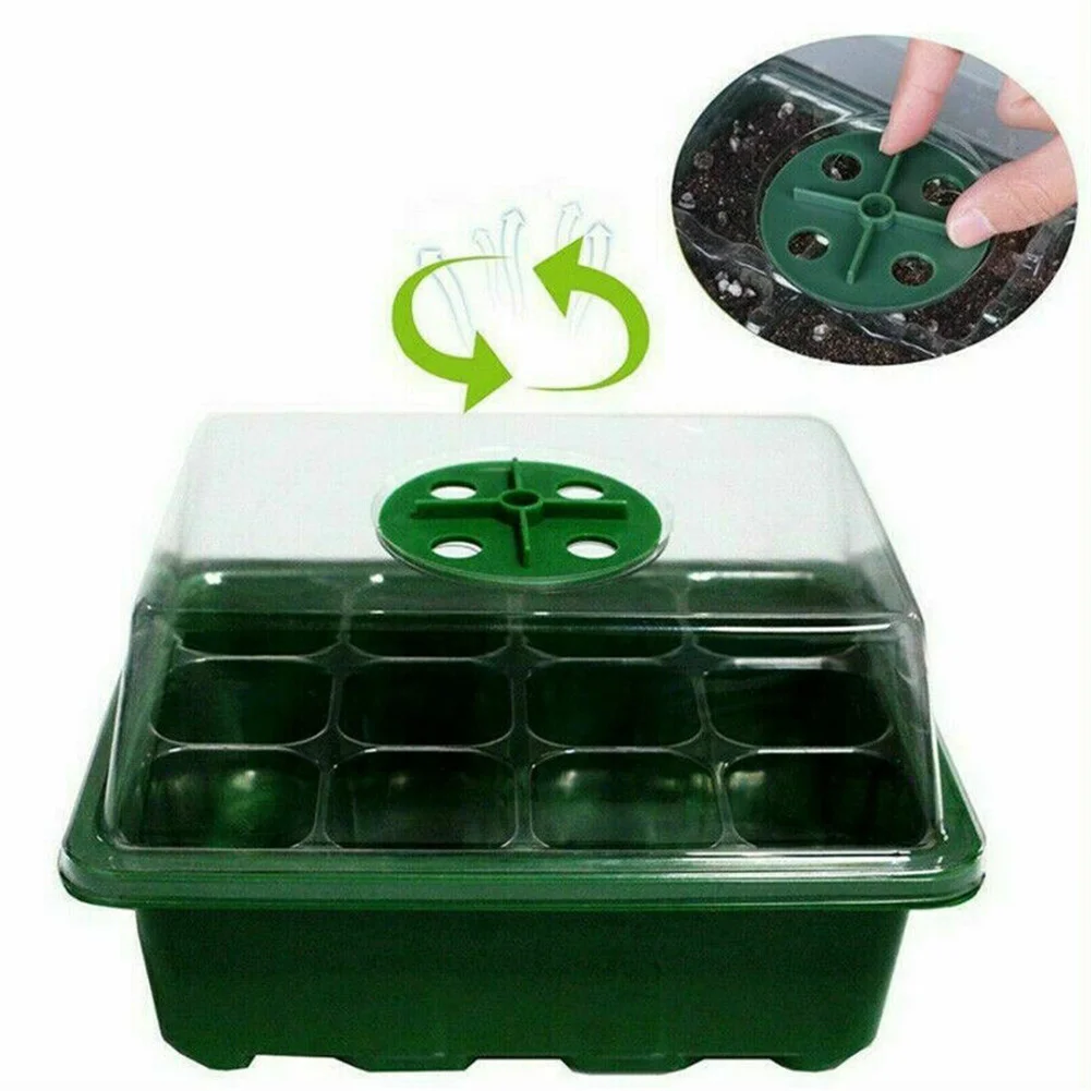 12 Seed Trays Set Rectangle Deep Root Grow  Box Indoor Outdoor Cell Seedling Starter Tray Plant Pots For Bonsai Flowers Herbs