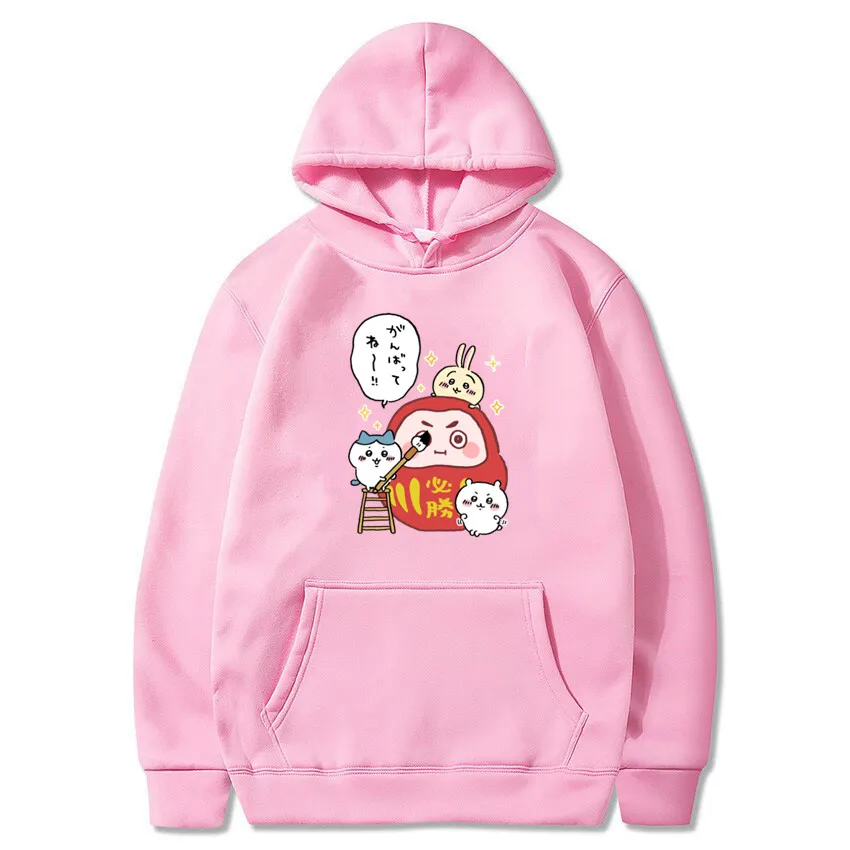 Cartoon Chiikawa Hoodie Women Print Pullover Kawaii Sweatshirts Pullover Autumn Hooded Female Thin Fleece Tops Clothing