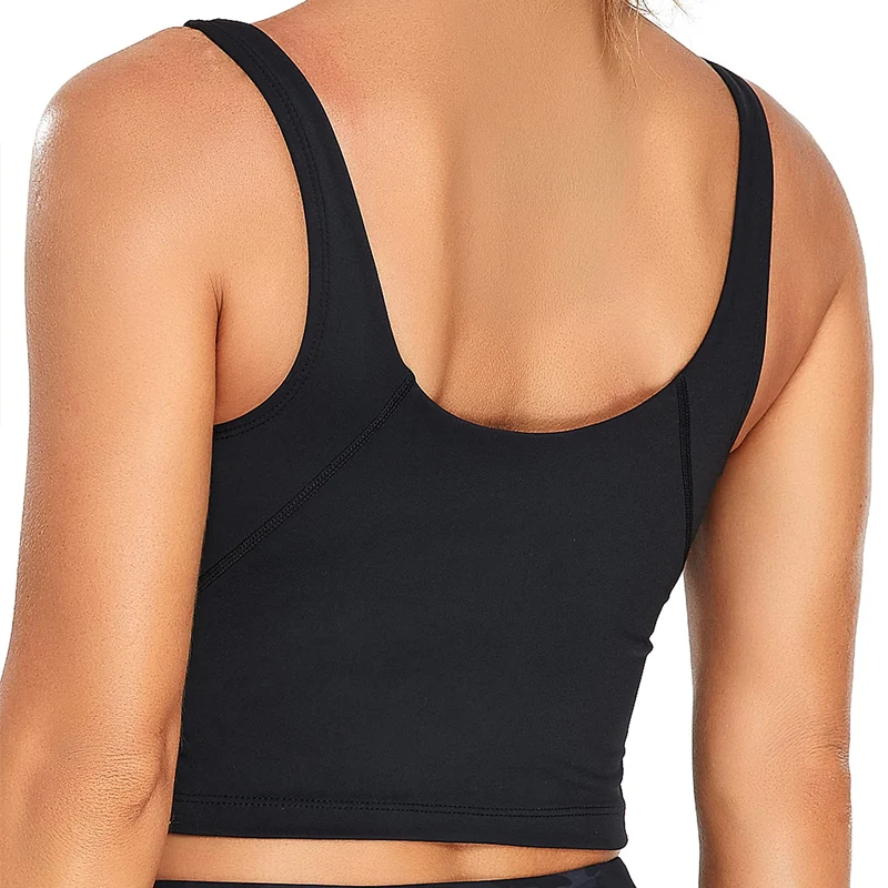 VITALINOVO Sports Bra Womens Longline Padded Crop Tank Yoga Bras Workout Fitness Top Medium Support Wirefree Gym Tank Top Bras