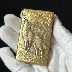 Vintage Collection Engraved Wolf Metal Lighter Butane Cigarette Accessories Windproof Refillable Gas Jet Lighter Gadget Men Gift