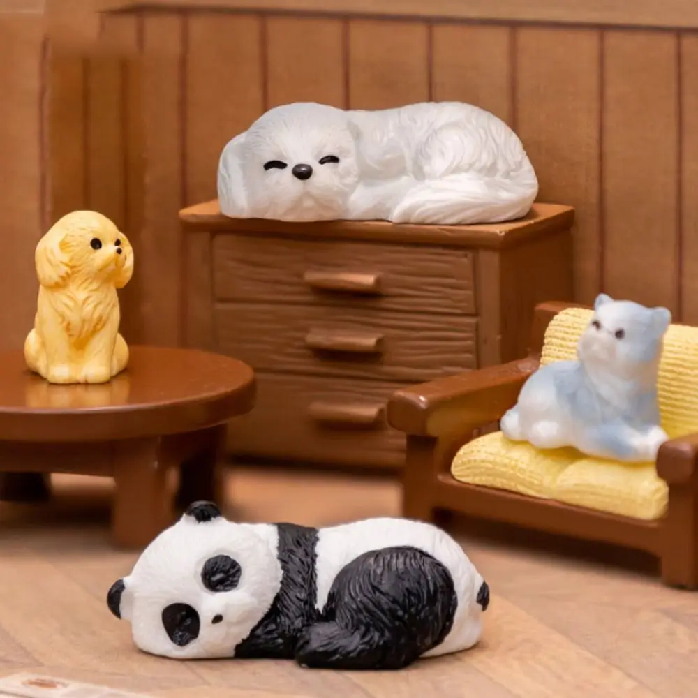 تمثال جرو كرتوني لطيف جديد حرف يدوية زينة سيارة تمثال حيوانات صغير ديكور منزلي من الراتينج تماثيل كلاب صغيرة - 2