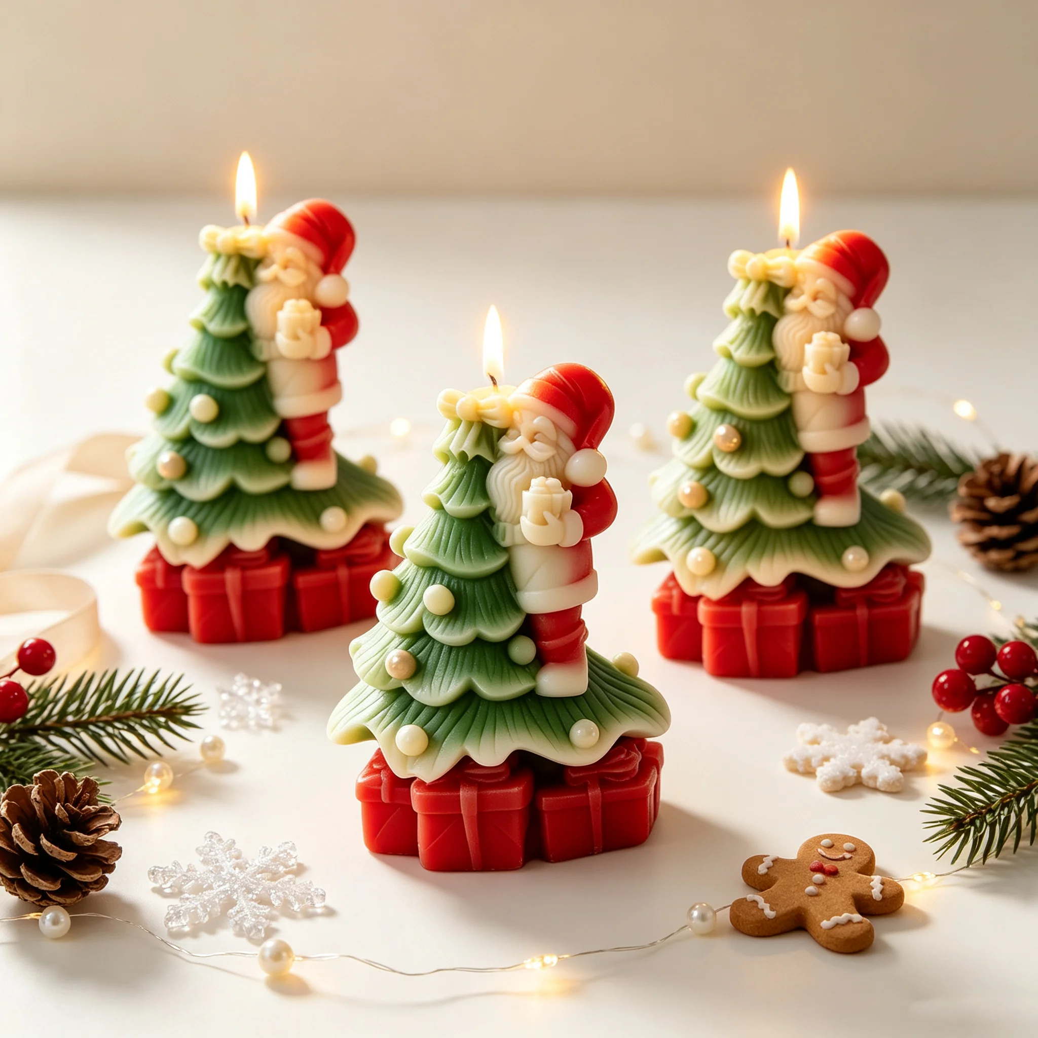 Kraft Box Candle - 3D Christmas Santa Tree Gift Box