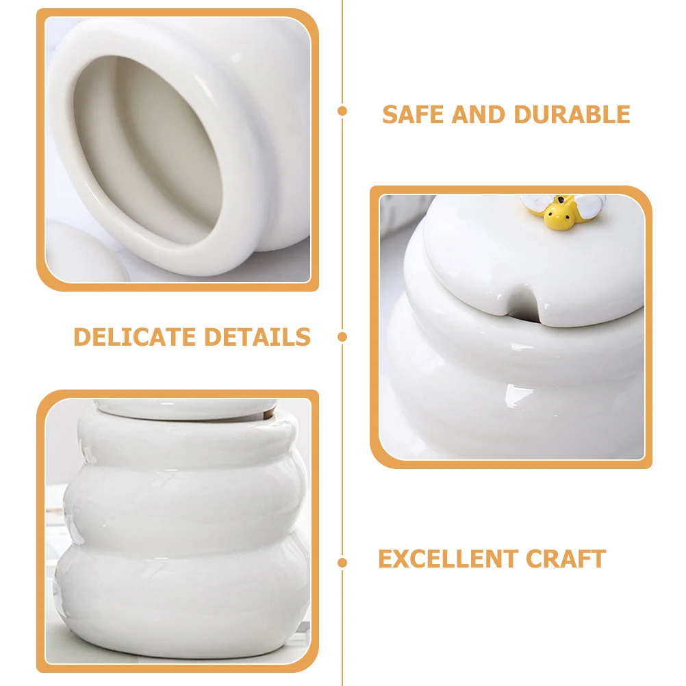 

Cute Ceramic Honey Pot Compact Design for Home Kitchen Use with Lid to Preserve Freshness Jar Adorable Jar