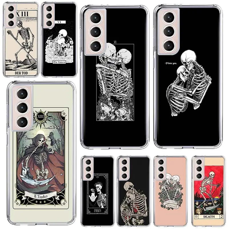 Skeleton Skull Tarot Card Phone Case Shell For Samsung Galaxy S24 S23 S22 Ultra S21 Plus S20 FE S10 S10E S9 S8 + Cover Capa Fund