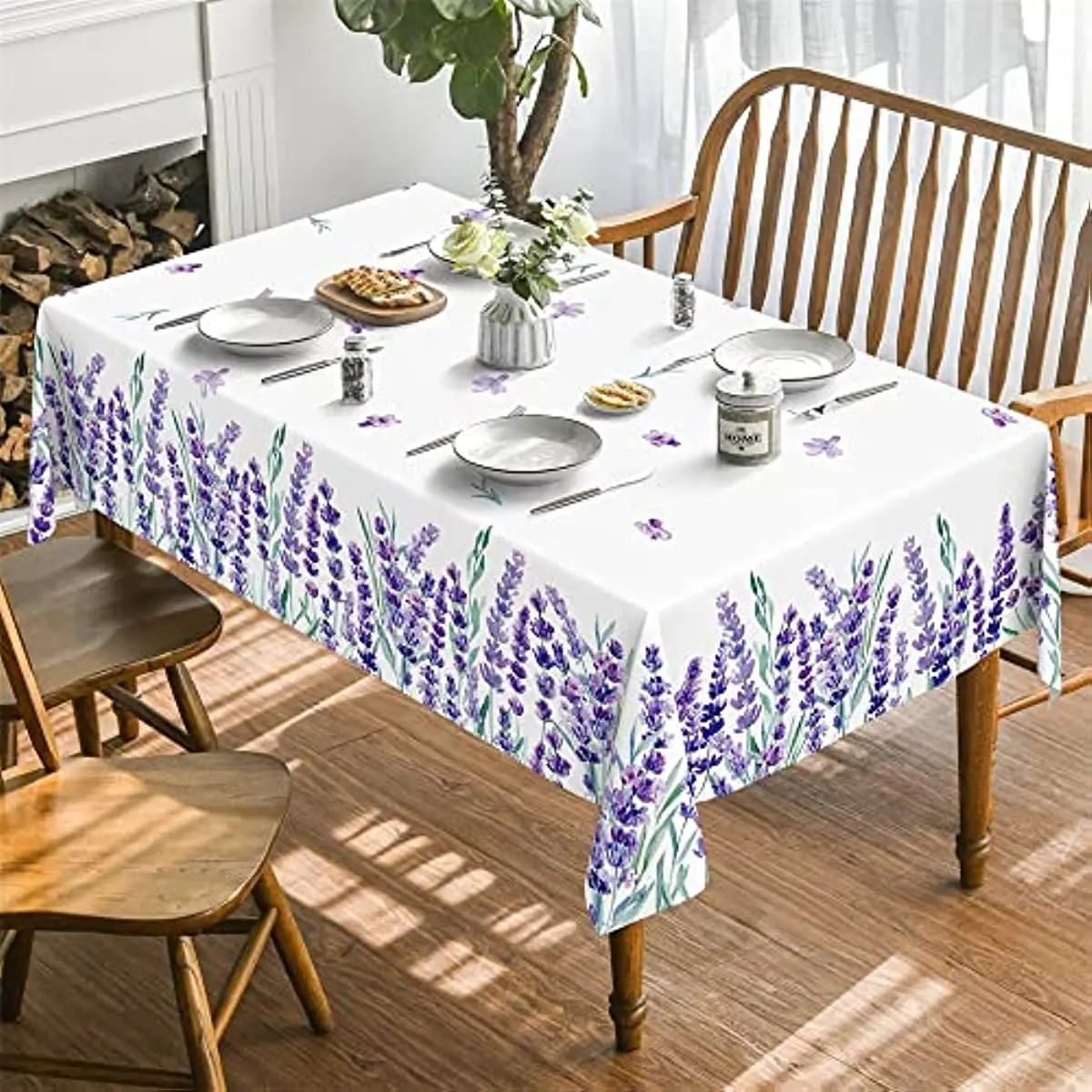 Purple Lavender Pattern For Table Cloth Cover Wedding Decoration Party Coffee For Living Room Dining Manteles Rectangular