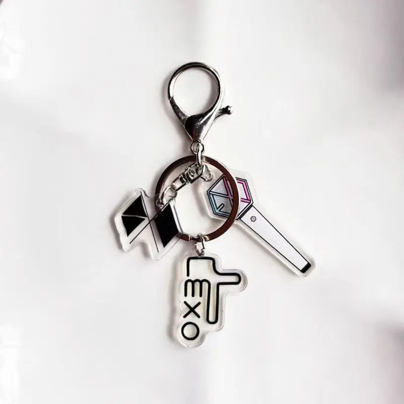 Kpop Idol Astro Ateez IU EXO Driedelige Acryl Lightstick Sleutelhanger Hanger Accessoires Dubbele Kanten Afdrukken Sleutelhanger Fans Gift