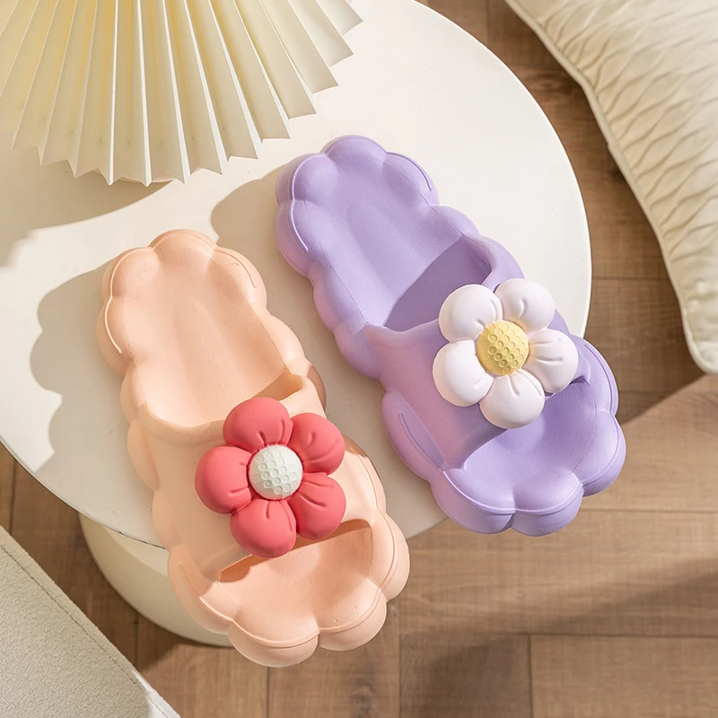 Casual Platform Slippers Women House Cute Flower Designer Shoes Girls Flat Fashion Summer Slippers Ladies Elegant Beach Footwear