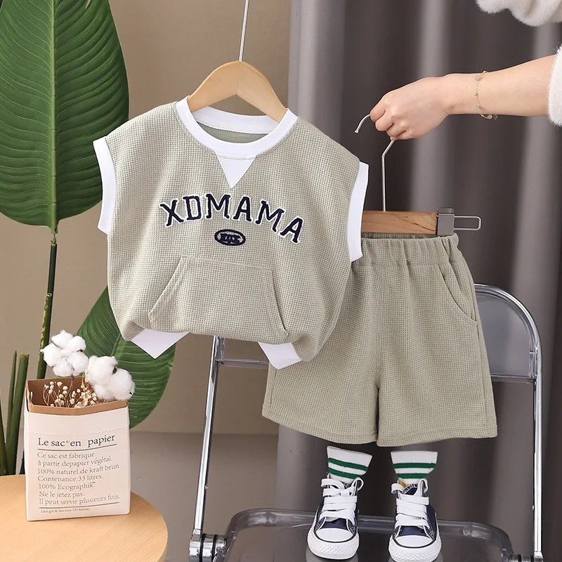 

1-5 Years Old Children's Suit Boys' Summer Sports Vest Vest Sleeveless Two-piece Baby Summer Suit
