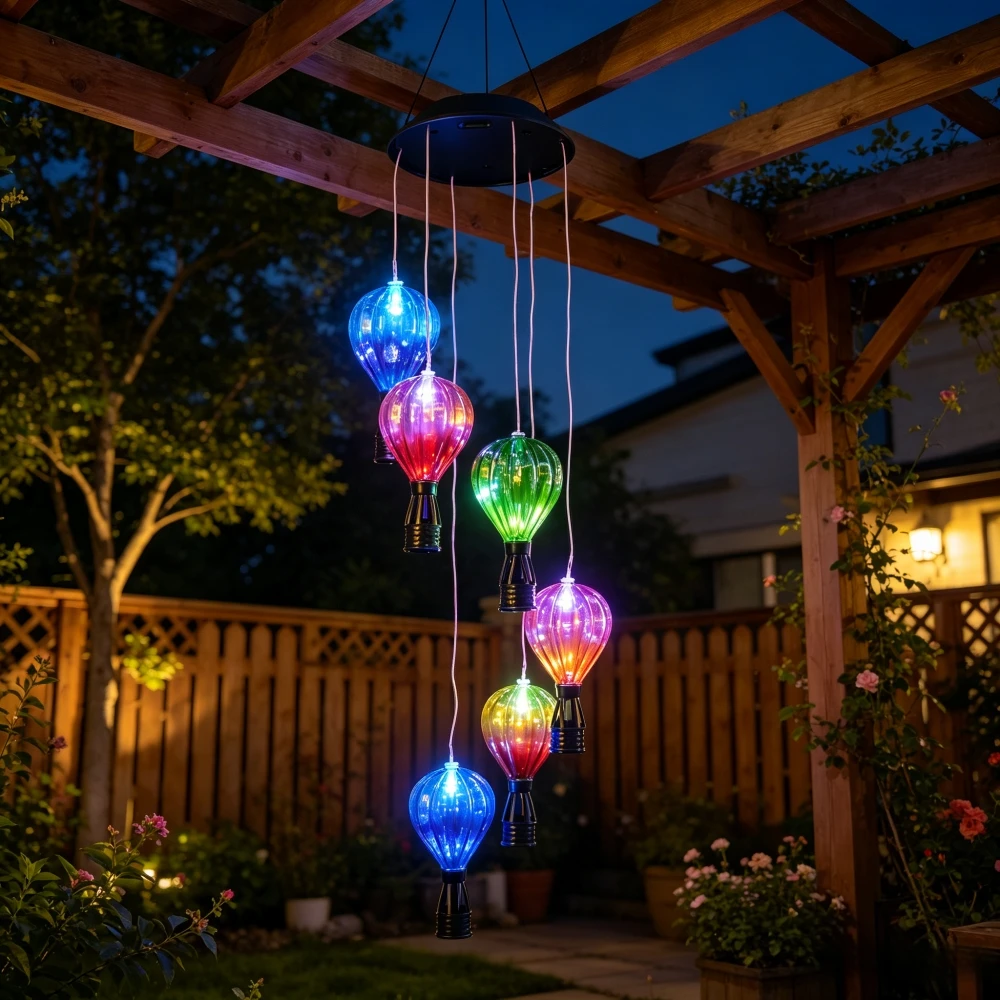 Smart Garden Balloon - 1 Stück 6LED Solar-Windspiel-Licht, LED-Außenbeleuchtung in