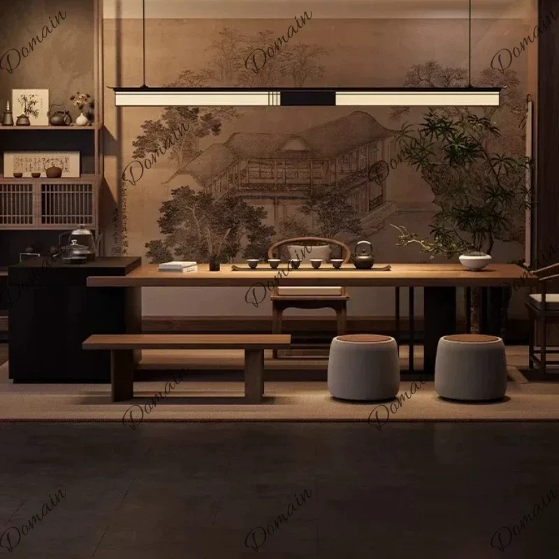 XY Modern Song Aesthetics Island Solid Wood Tea Table Extendable Dining Table Luxury Decorations Minimalist Chinese Style Furnit