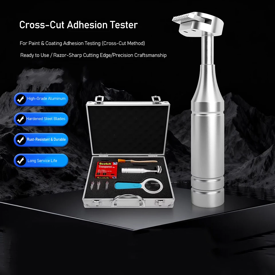 Cross-Cut Adhesion Tester Kit - Paint & Coating Adhesion Test Tool Set with Self-Sharpening Blades,Scratch Grid Cutter QFH