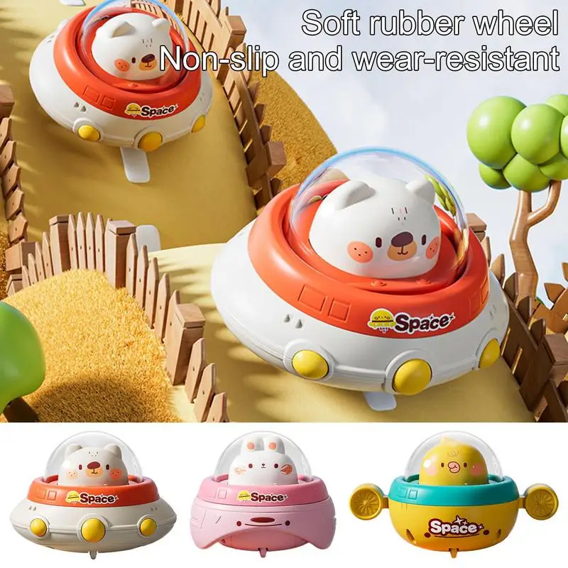 

Press And Go Car Space Theme Press Slide UFO Cartoon Animal Inertia Car Toy Vehicle For Kids Children High quality Press UFO Toy