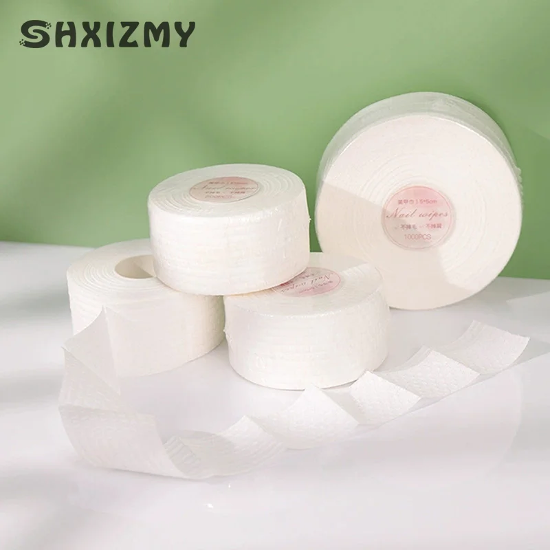 1000Pcs/Roll Thin/Thick Nail Remover Cotton Disposable Lint-Free Soak Wipe Cotton Gel Polish Remove Nail Art Cleaning Pad