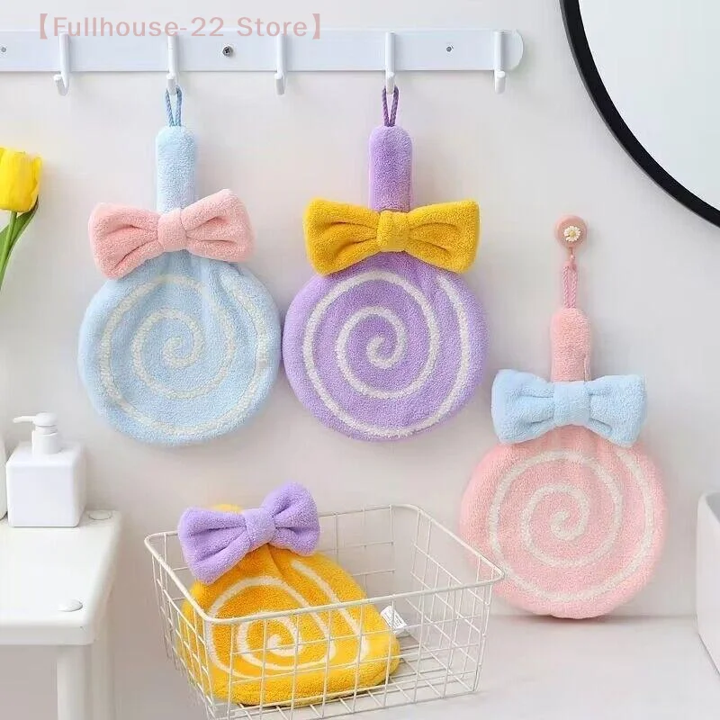

【MAX-22】Hand Towel Soft Absorbent Coral Velvet Embroidered Skin-friendly Microfiber Lollipop Wiping Cloth For Kitchen Bathroom