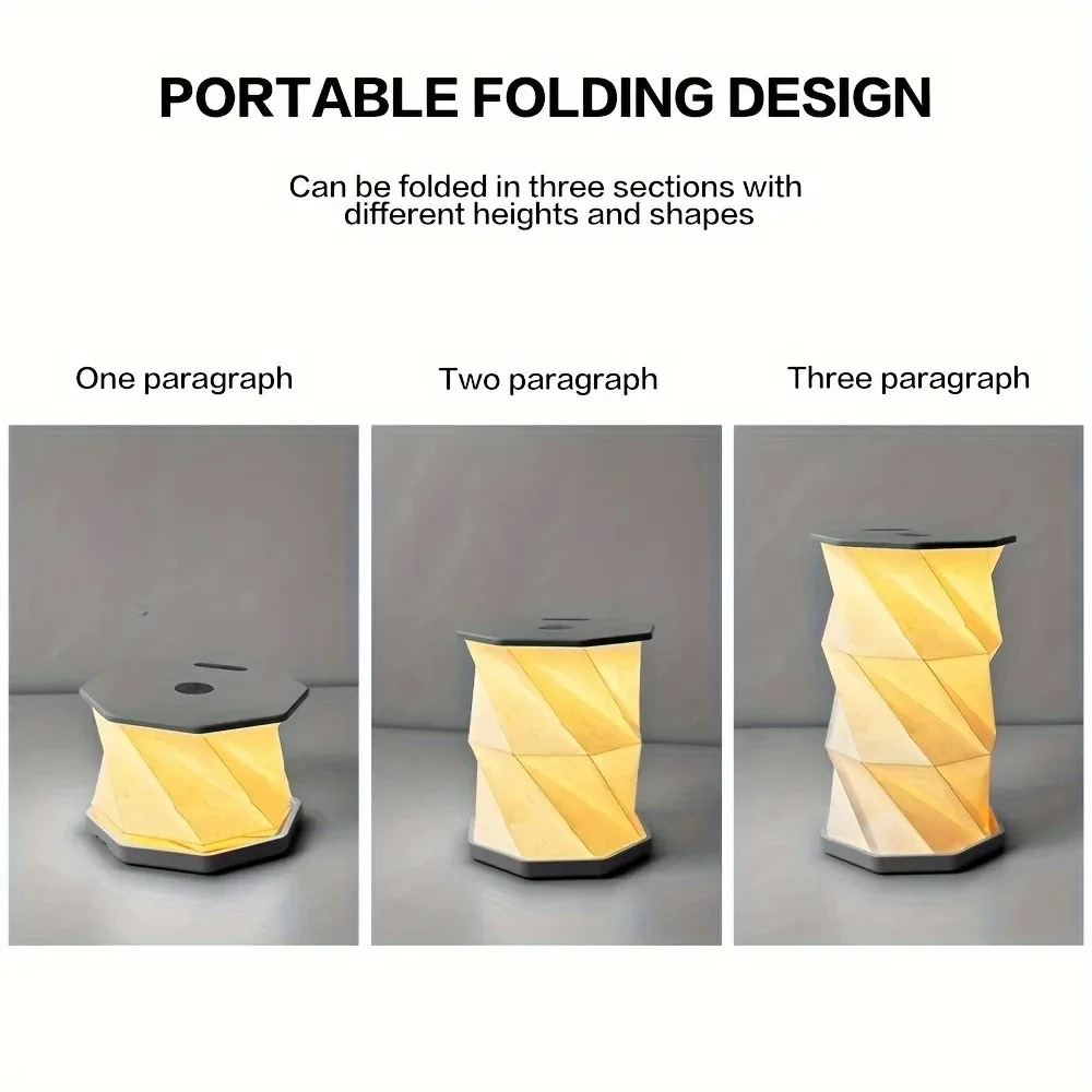 Picture 6: Outdoor Portable Folding Table Lamp Dimmable Paper Lantern for Camping Traveling Tent Night Light Emergency Home Bedroom Decor