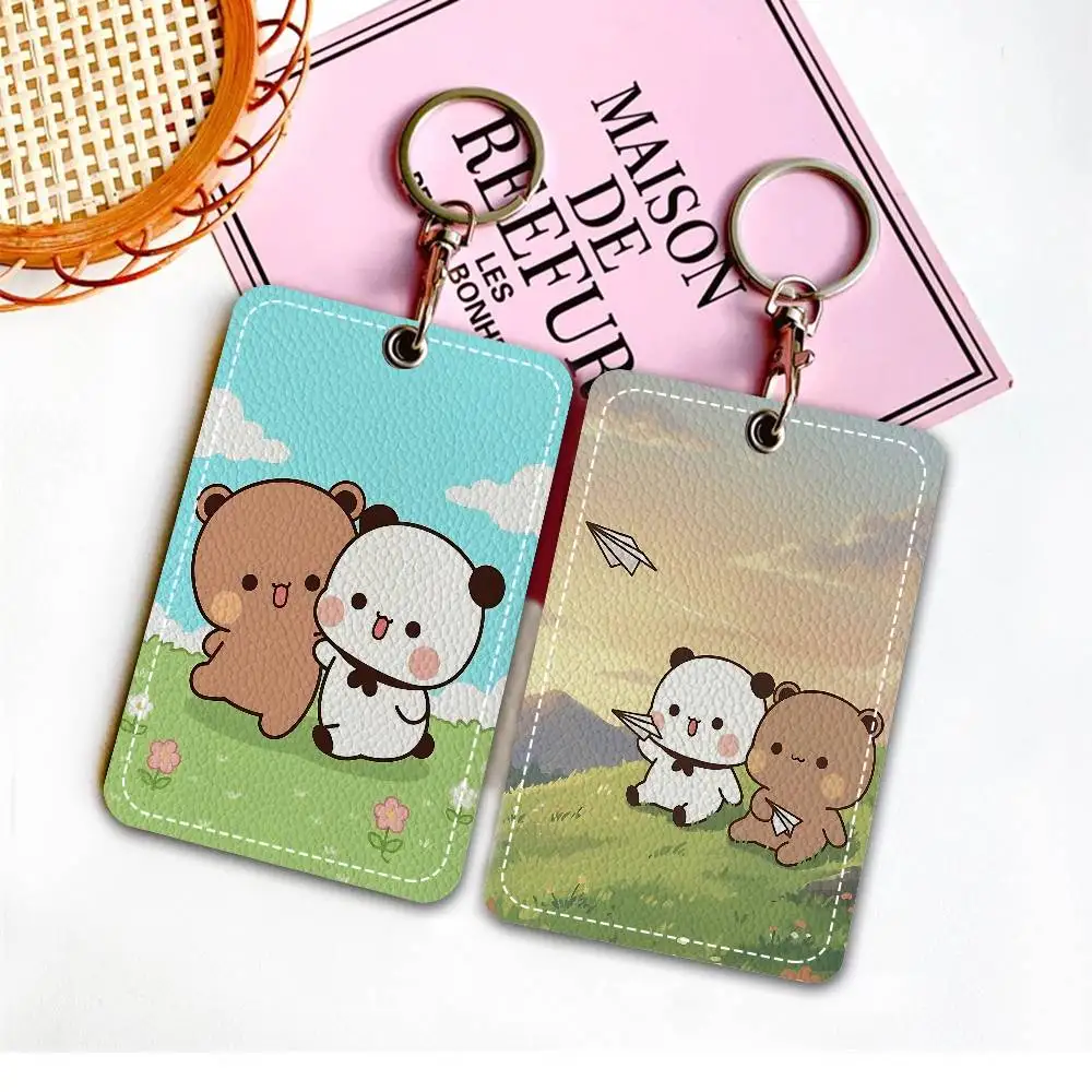 

Милый кожаный чехол для карт Anime Cute Dudu Bubu, 1 шт., держатель для карт, брелок для ключей, брелок для пропусков, чехол для ID-карт