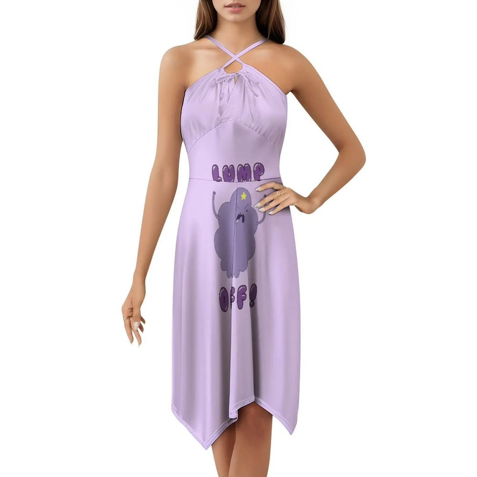قبالة! فستان سموك زهري للنساء للربيع والصيف فستان كاجوال للحفلات Lsp Lumpy Space Princess Lump فساتين الحفلات