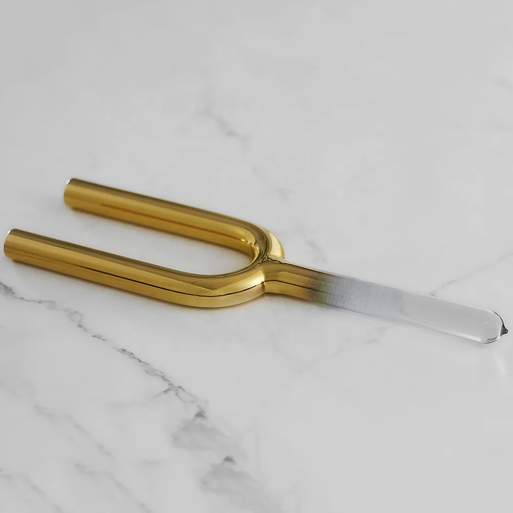 Hooqu BEST Golden Design With Clear Handle 20mm Set Of Crystal Tuning Fork 8pcs Without Design And A Free Case