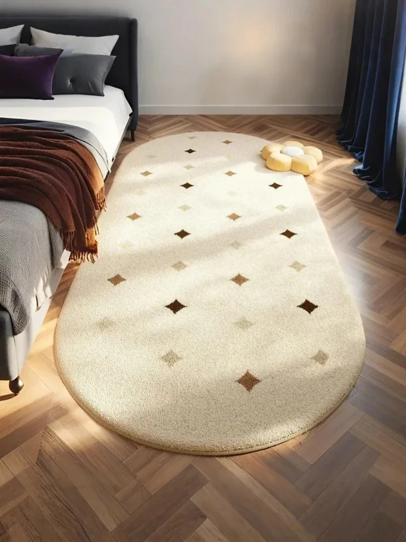 Premium Oval Area Rug Living Room Thickened Imitation Cashmere Cozy Bedside Carpet For Bedroom Fluffy Floor Mat Soft Home Accent
