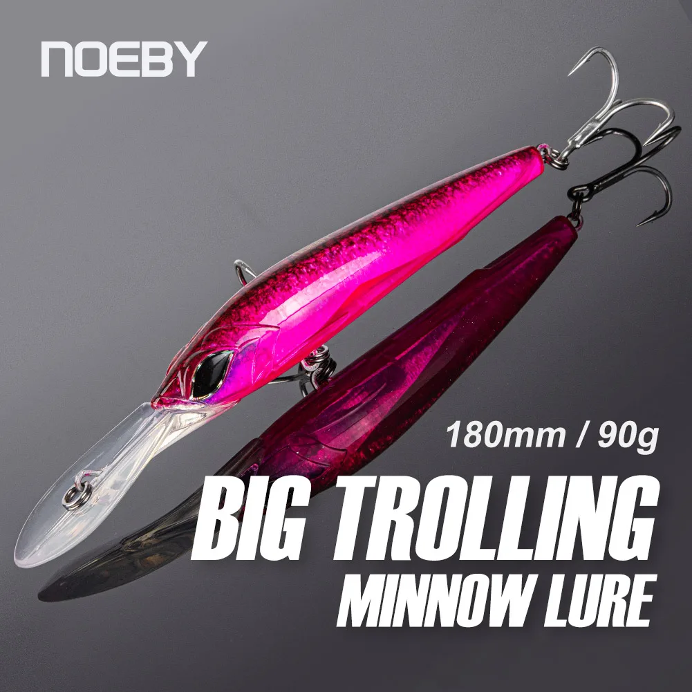 

Noeby 180mm,90g Trolling Minnow Fishing Lure, Floating Wobbler, Big Game, Artificial Hard Bait for Sea GT Tuna Fishing Lure