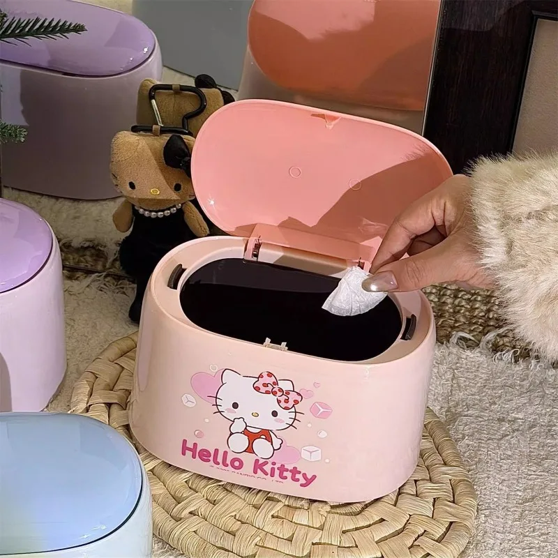 Sanrio Desktop Press Trash Mini Cute Bedroom Table with Cover Cartoon Dopamine Home High Value. view 2