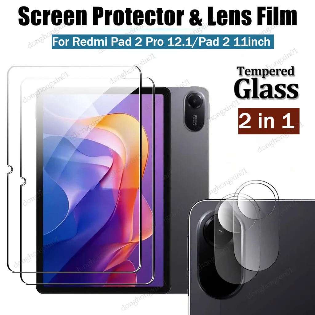 

2 in 1 Tempered Glass Screen Protector With Lens Glass For Redmi Pad 2 Pro 12.1 Pad 2 11inch Screen Film And Camera Protectors