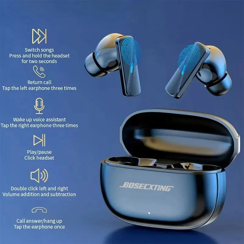 BOSECXTING Wireless Bluetooth Headphone In-ear Earplugs Sleep Noise Reduction Sliding Headset Sports Gaming Earphones With Mic