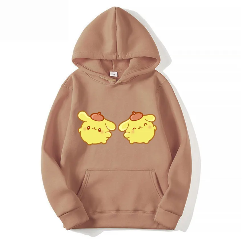 Pompom Purin Yellow Women Hoodie Cartoon Anime Men Pullover 2024 New Spring Autumn Couple Sweatshirt Clothes Tops