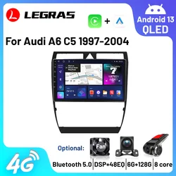 2Din Car Radio Android 13 Multimedia Player GPS Navigation Carplay Autoradio For Audi A6 C5 1997-2004 S6 1999-2004 RS6 2002-2006