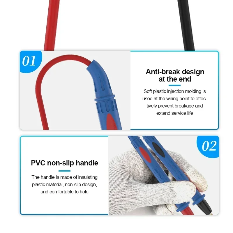 Cavi di prova per multimetro sostituibili SUNSHINE SS-024B in acciaio inossidabile compatibili con 99% multimetri con più aghi