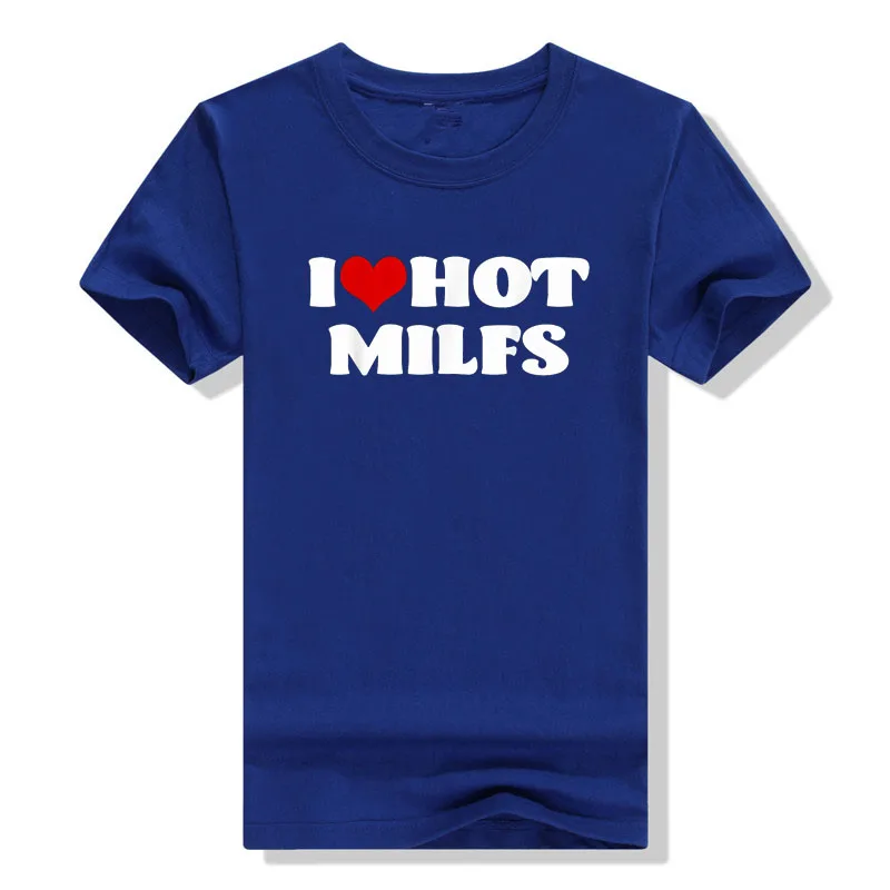 I Love Hot MILFS-Camiseta con letras estampadas, camiseta con corazones, ropa estética para mamás, Tops informales, regalos para mamás